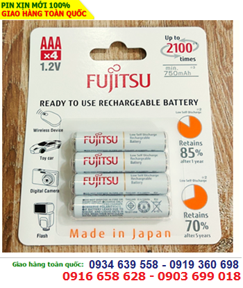 Fujitsu HR-4UTCEX(4B); Pin sạc AAA 800mAh 1.2v Fujitsu HR-4UTCEX(4B) Type 800mAh (Min 750mAh) Japan